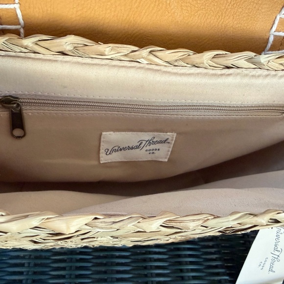 Universal Thread Woven Straw Crossbody with Mustard Flap - Picture 2 of 4